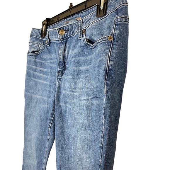 MICHAEL KORS IZZY SKINNY Medium Blue Distressed Zip Fly Mid Rise Stretch Jeans 6 - Picture 8 of 16